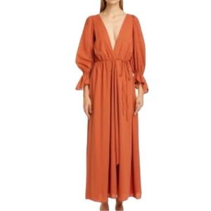 Cult Gaia Oona Long Midi Dress in Rust Orange Size Medium
